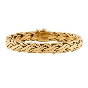 18k Tiffany & Co. Woven Bracelet Russian Wheat Link Braid Yellow Gold And Box